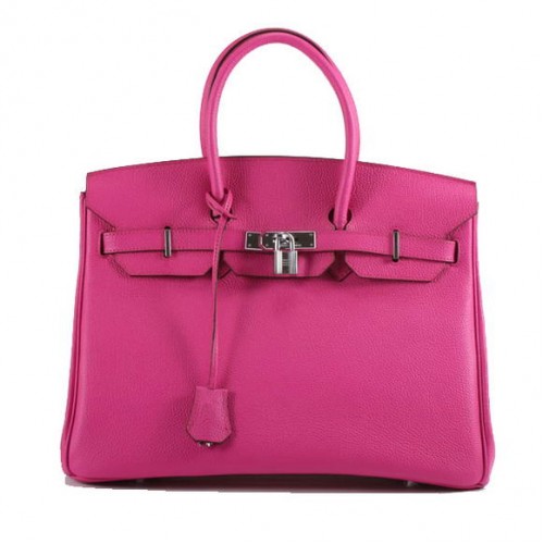 Hermes Birkin 35cm glad lederen handtas 6089 rosé zilver