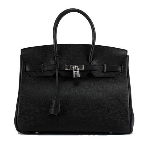 Hermes Birkin 35CM Togo lederen handtas 6089 zwart zilver