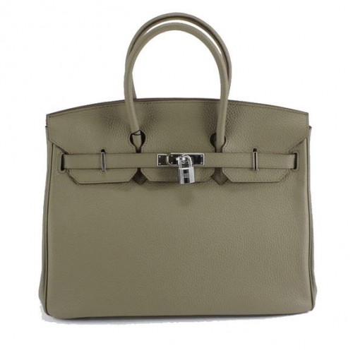 Hermes Birkin 35CM Togo lederen handtas 6089 donkergrijs zilver