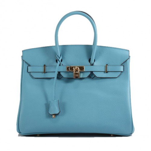 Hermes Birkin 35CM Togo lederen handtas 6089 lichtblauw goud