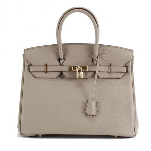 Hermes Birkin 35CM Togo lederen handtas 6089 lichtgrijs goud