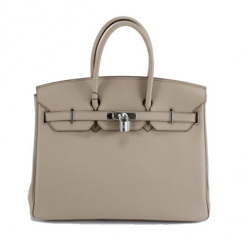 Hermes Birkin 35CM Togo lederen handtas 6089 lichtgrijs zilver