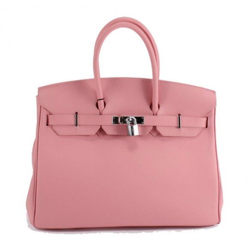 Hermes Birkin 35CM Togo lederen handtas 6089 roze zilver