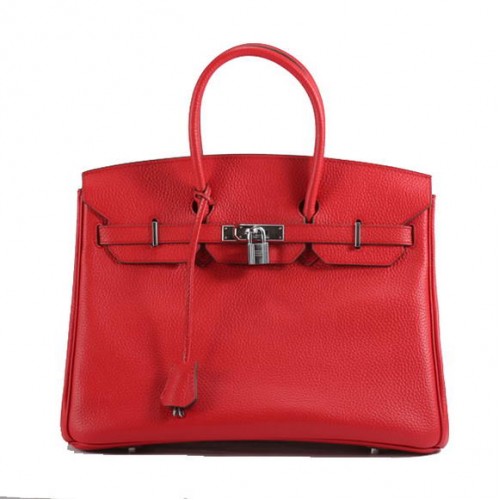 Hermes Birkin 35CM Togo lederen handtas 6089 rood zilver