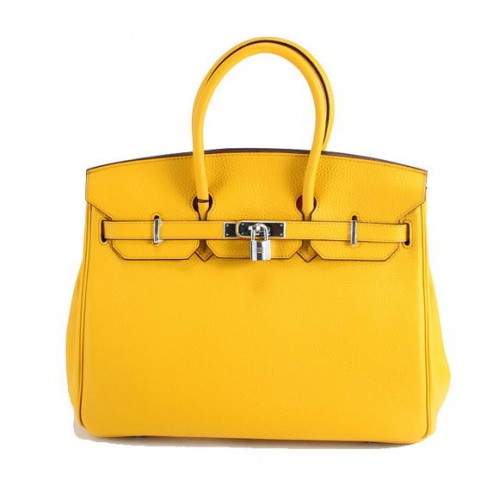 Hermes Birkin 35CM Togo lederen handtas 6089 geel zilver
