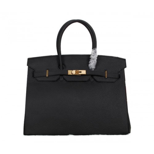 Hermes Birkin 35cm draagtas zwart Clemence leer H35 goud