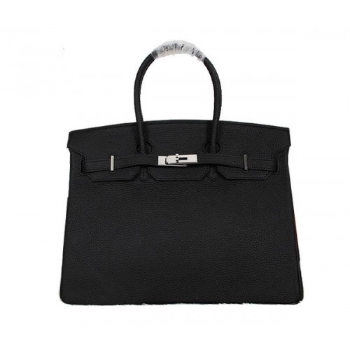 Hermes Birkin 35cm draagtas zwart Clemence leer H35 zilver