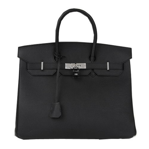 Hermes Birkin 35CM draagtas zwart origineel leer H35 zilver