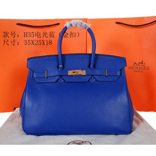 Hermes Birkin 35CM draagtas blauw origineel korrelig leer H35 goud