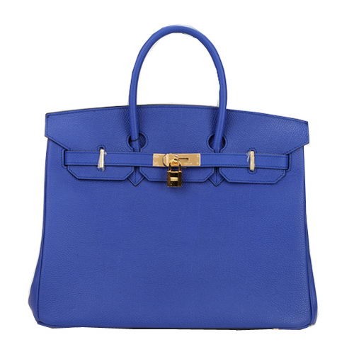 Hermes Birkin 35CM draagtas blauw origineel leer H35 goud