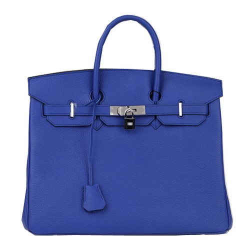 Hermes Birkin 35CM draagtas blauw origineel leer H35 zilver