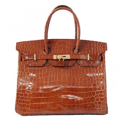 Hermes Birkin 35CM draagtas bruin iriserend croco leer goud