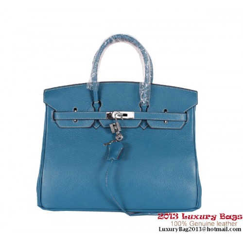 Hermes Birkin 35cm draagtas Clemence leer H-35 blauw