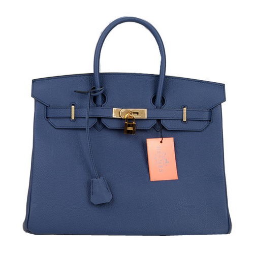 Hermes Birkin 35CM draagtas donkerblauw origineel leer H35 goud