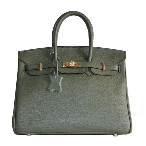 Hermes Birkin 35CM draagtas donkergroen Clemence leer H6089 goud