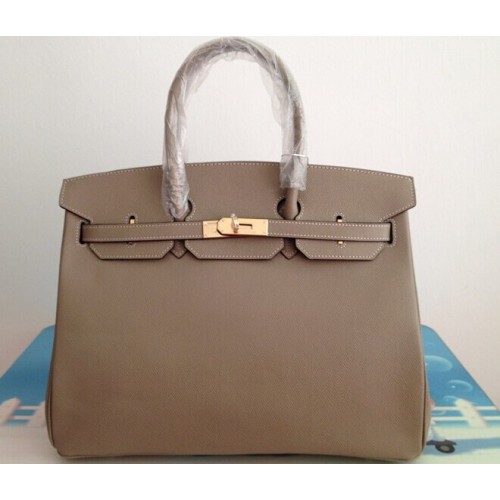 Hermes Birkin 35CM draagtas grijs Clemence leer H6089 goud