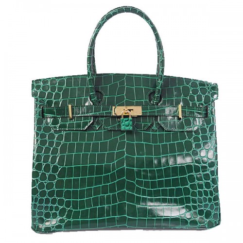 Hermes Birkin 35cm draagtas groen iriserend croco leer goud