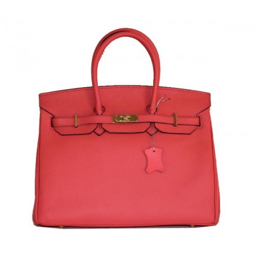 Hermes Birkin 35CM draagtas lichtrood Clemence leer H6089 goud