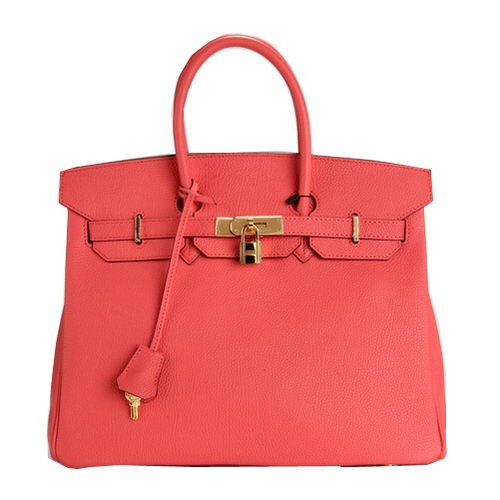 Hermes Birkin 35CM draagtas lichtrood origineel leer H35 goud