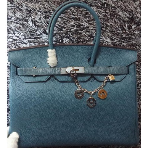 Hermes Birkin 35CM draagtas Litchi leer HB35GL blauw