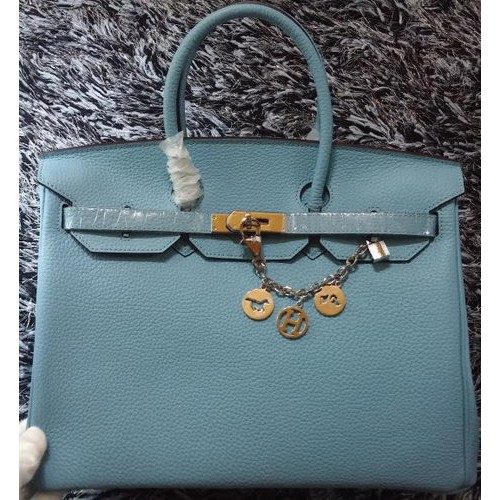 Hermes Birkin 35CM draagtas Litchi leer HB35GL lichtblauw