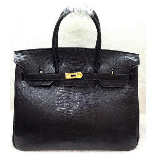 Hermes Birkin 35CM Tote Bag Hagedis Leer HB35GL Zwart