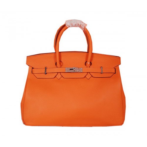 Hermes Birkin 35CM draagtas oranje origineel korrelig leer H35 zilver