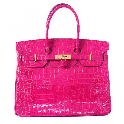 Hermes Birkin 35cm draagtas perzik iriserend croco leer goud