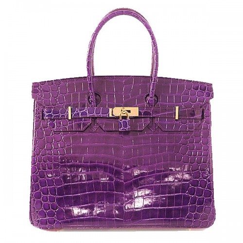 Hermes Birkin 35CM draagtas paars iriserend croco leer goud