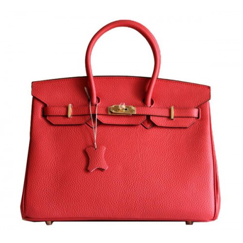 Hermes Birkin 35cm draagtas rood Clemence leer H6089 goud