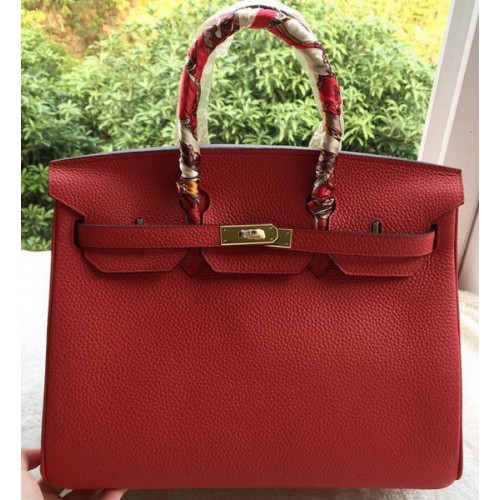Hermes Birkin 35CM draagtas rood Litchi leer BK35 goud