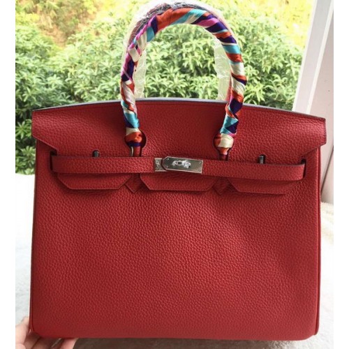 Hermes Birkin 35CM draagtas rood Litchi leer BK35 zilver