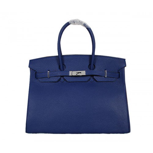 Hermes Birkin 35CM draagtas RoyalBlue Clemence leer H35 zilver
