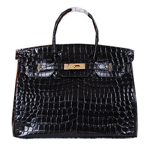 Hermes Birkin 35CM draagtas Glanzend krokodillenleer H35C zwart