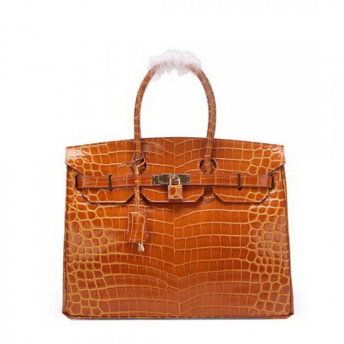 Hermes Birkin 35CM draagtas tarwe iriserende croco leer goud