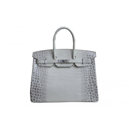 Hermes Birkin 35CM draagtas wit croco leer H35 zilver