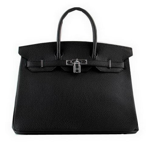 Hermes Birkin 35CM draagtassen zwart korrelig leer H-35 zilver
