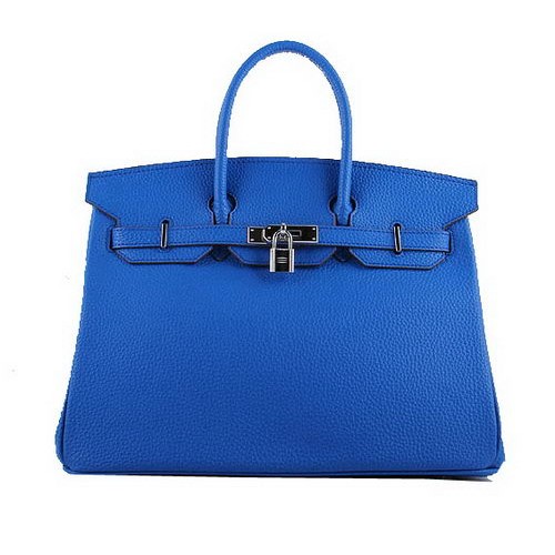 Hermes Birkin 35CM draagtassen blauw korrelig leer H-35 zilver