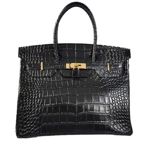 Hermes Birkin 35CM draagtassen krokodil Togo leer zwart goud