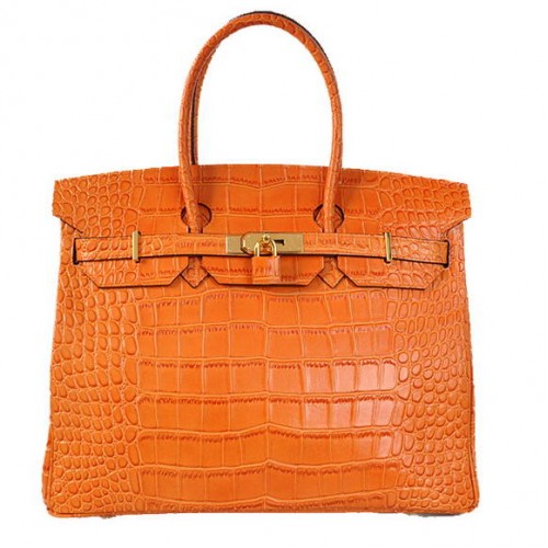 Hermes Birkin 35CM draagtassen krokodil Togo leer oranje goud