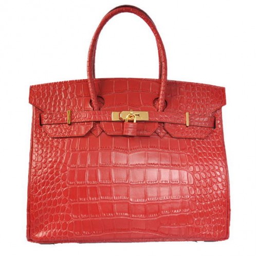 Hermes Birkin 35CM draagtassen krokodil Togo leer rood goud