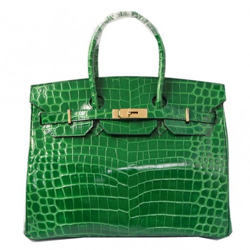 Hermes Birkin 35CM draagtassen groen iriserend croco leer goud