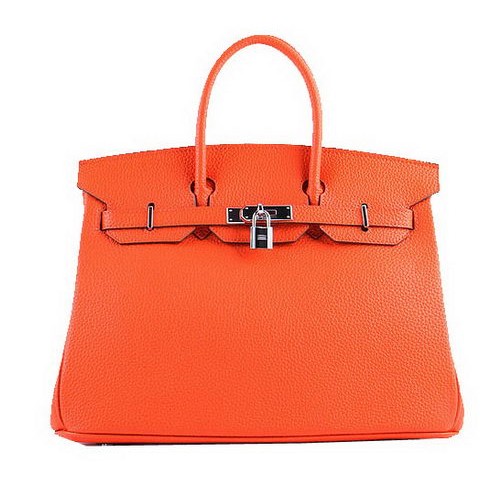 Hermes Birkin 35CM draagtassen oranje korrelig leer H-35 zilver