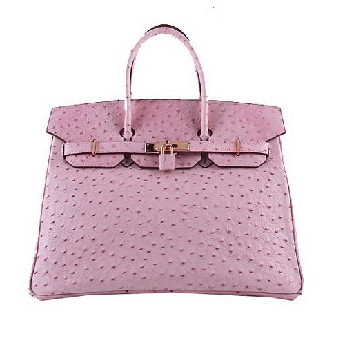 Hermes Birkin 35CM draagtassen roze struisvogelleer H6089 goud