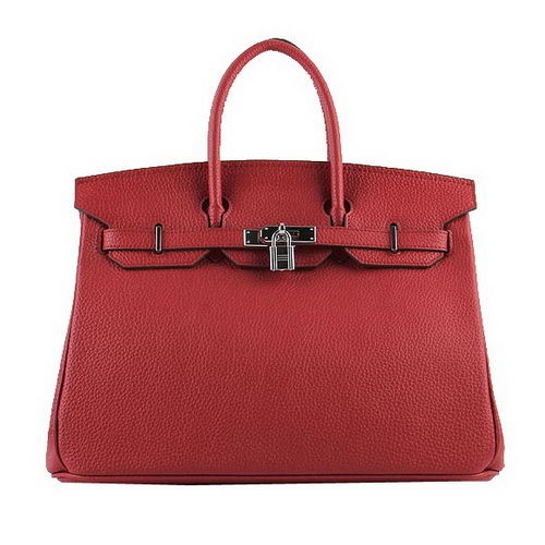 Hermes Birkin 35CM draagtassen rood korrelig leer H-35 zilver