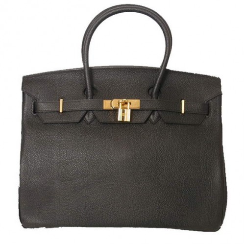 Hermes Birkin 35CM draagtassen glad Togo leer zwart goud