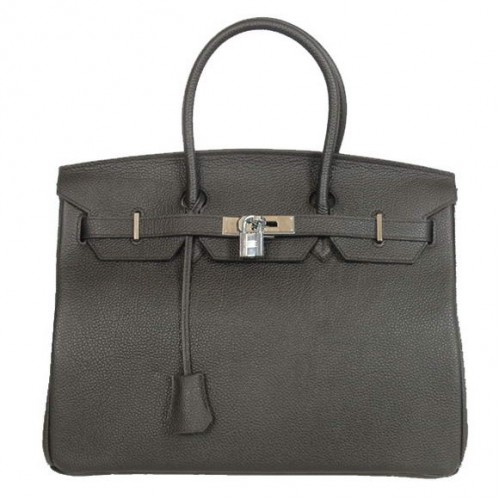 Hermes Birkin 35CM Tote tassen glad Togo leer zwart zilver