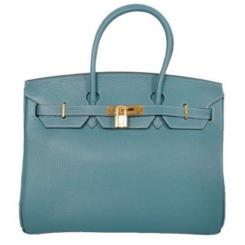 Hermes Birkin 35CM draagtassen glad Togo leer blauw goud