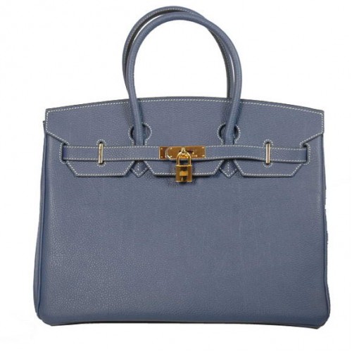 Hermes Birkin 35CM draagtassen glad Togo leer donkerblauw goud