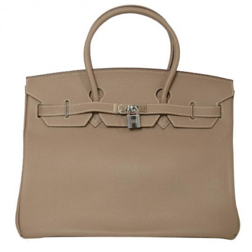 Hermes Birkin 35CM Tote tassen glad Togo leer donkergrijs zilver